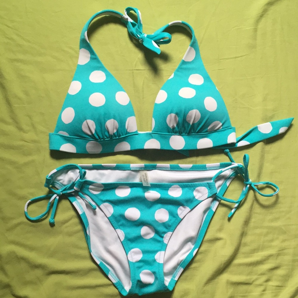 Victoria's Secret bikini, turquoise/polka dot sz M